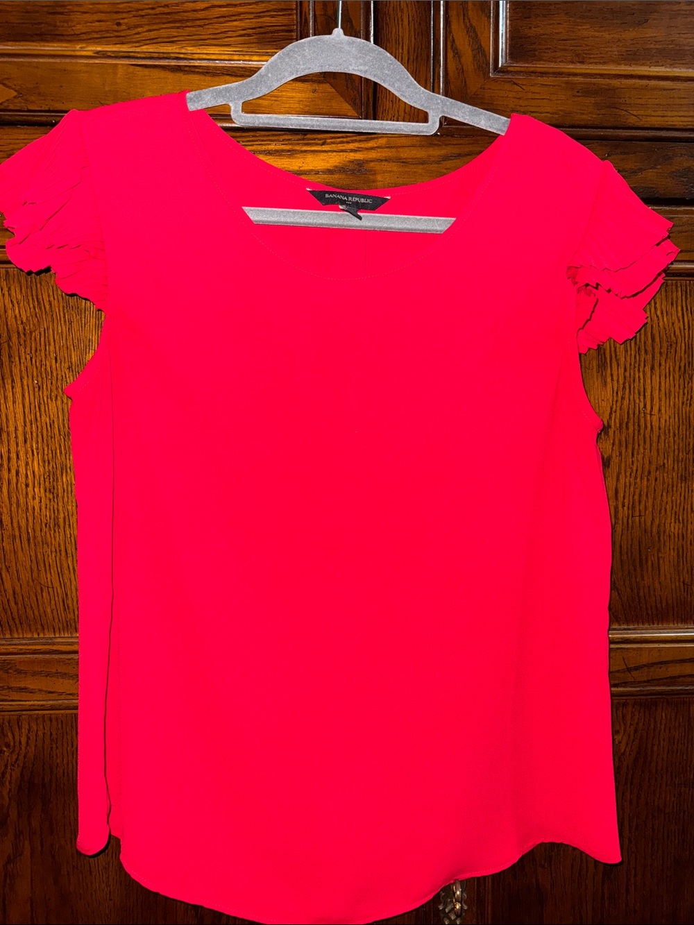 Banana Republic Red Ruffle Sleeve Blouse
